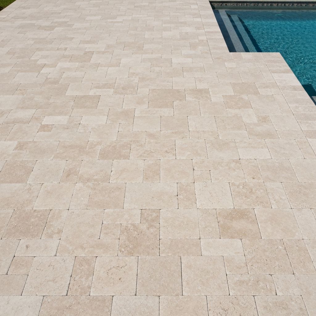 Travertine Pavers paver pattern — Florida installation example